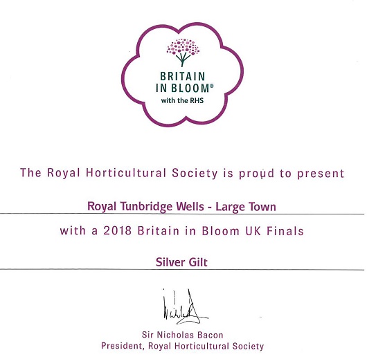 Royal Tunbridge Wells in Bloom - Britain in Bloom 2018 - Silver Gilt