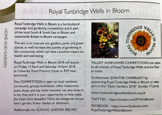 Royal Tunbridge Wells in Bloom - The Town Crier April 2018
